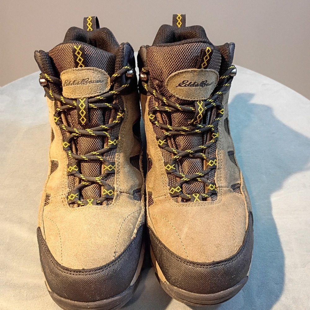Eddie Bauer Brighton Mens Waterproof Hiking Boots Brown Black Leather 9.5 M